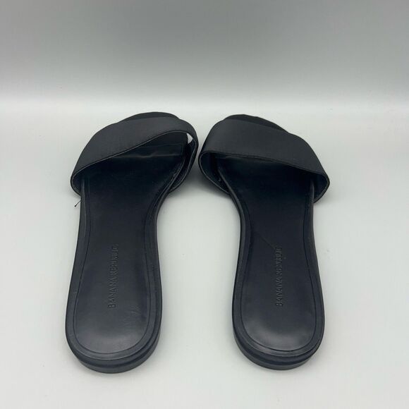 Banana Republic Sandals Womens 8 Black Slide Slip On Open Toe Flat Shoes Minimal - Picture 3 of 10